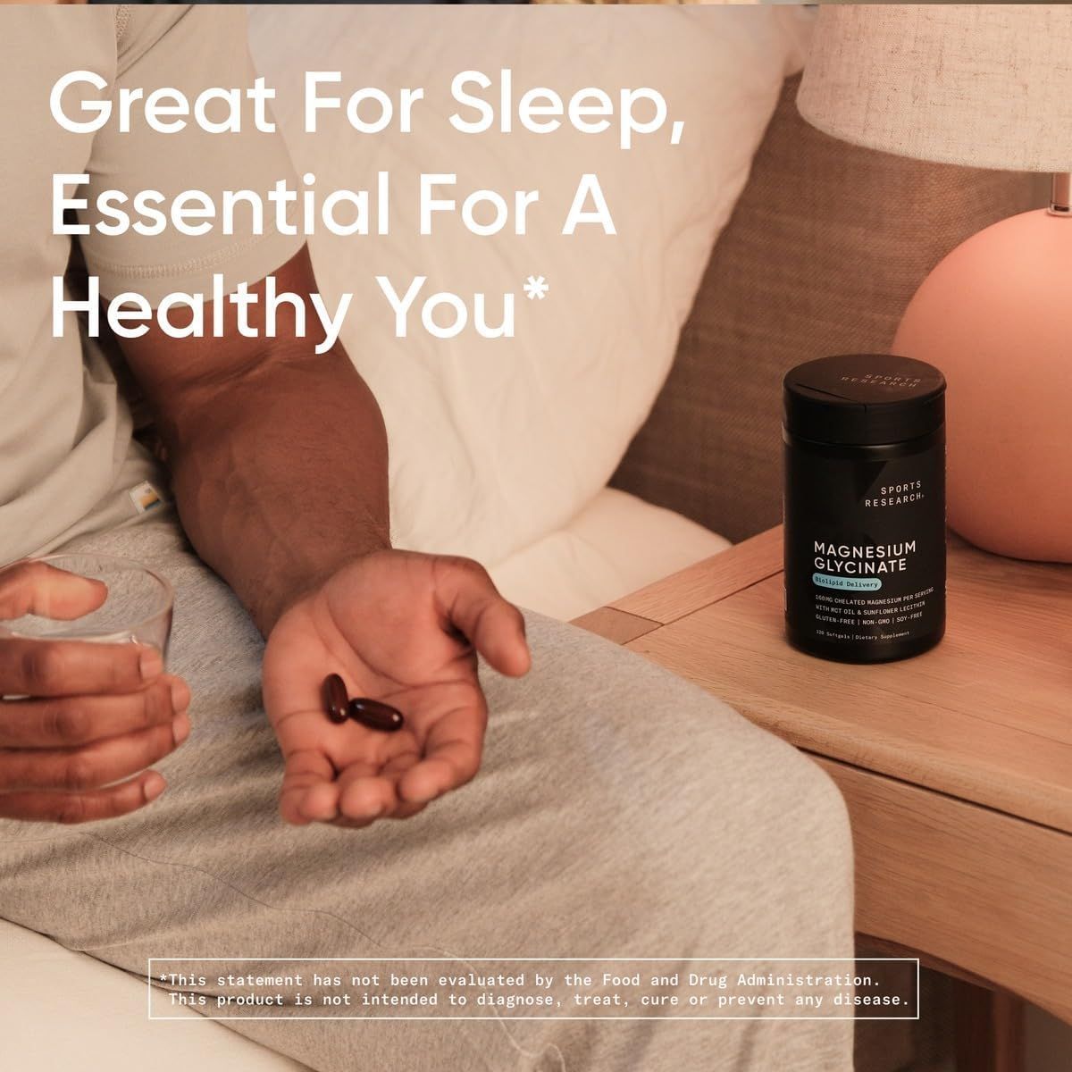 Sports Research Magnesium Glycinate for Restful Sleep - 120 Liquid Softgels