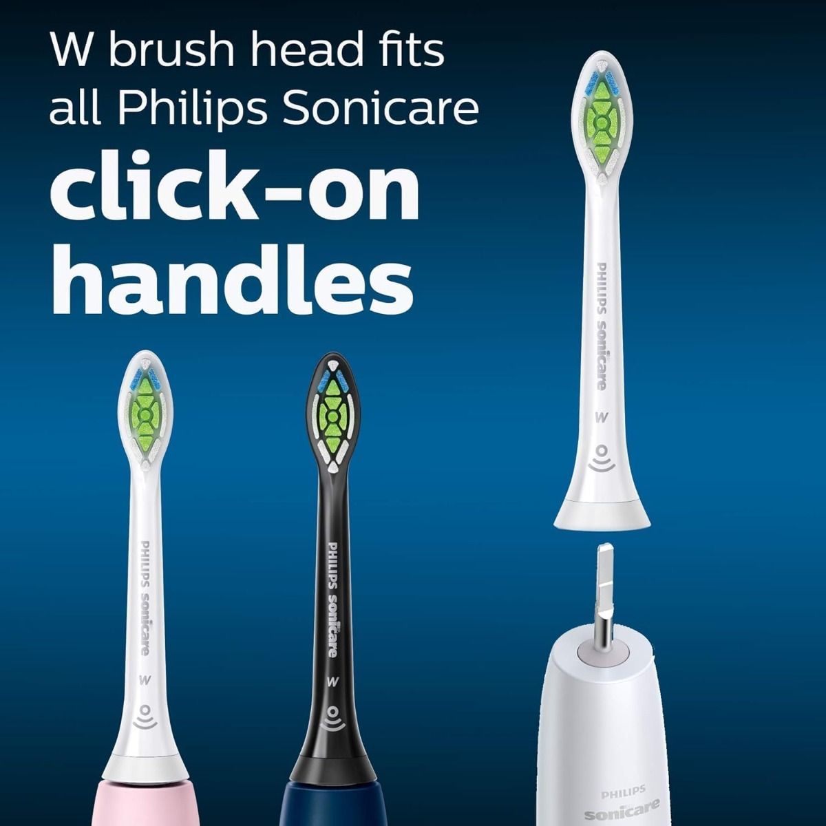 Philips Sonicare W2 Optimal White Standard Toothbrush Heads, 6-Pack, Black, BrushSync Enabled