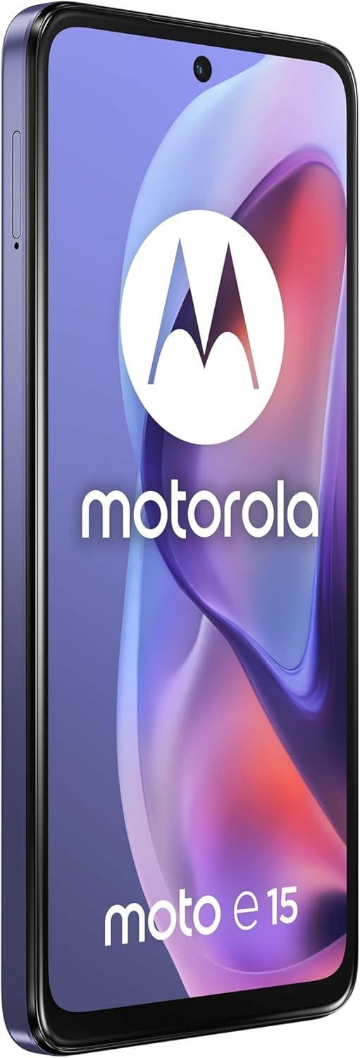 موتورولا Moto E15 ثنائي الشريحة سعة 64 جيجابايت - هاتف 4G غير مقفل بلون لافندر منعش | أزرق
