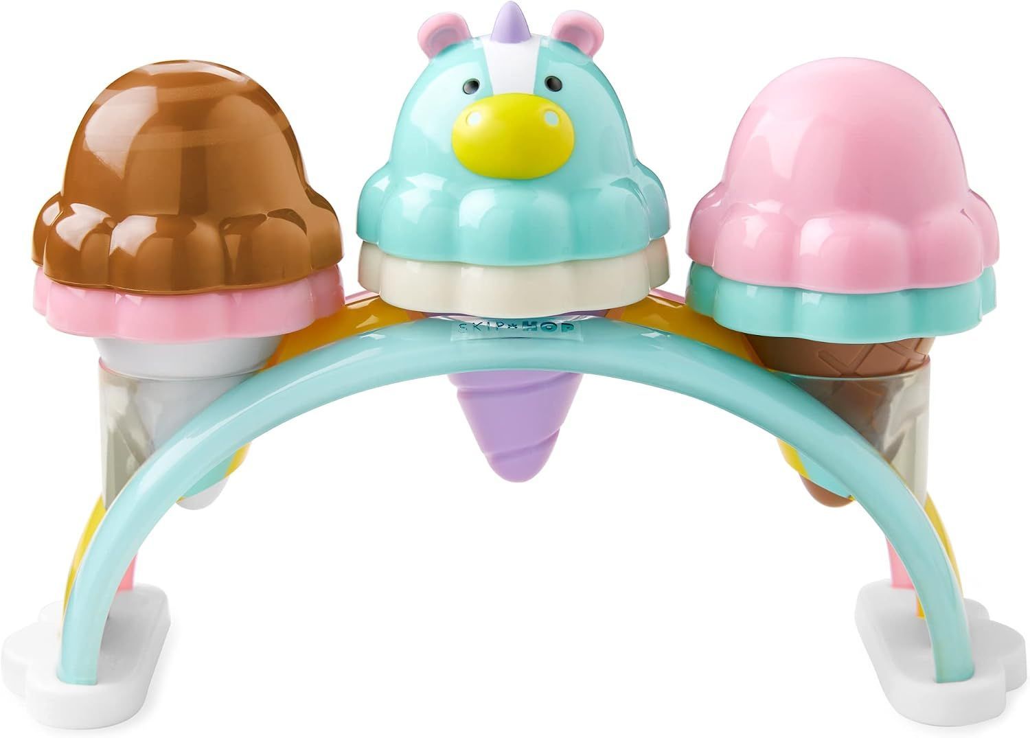 مجموعة آيس كريم Skip Hop Zoo Sweet Scoops من 10 قطع، 5 كرات آيس كريم يتغير لونها، كرة آيس كريم بتصميم اليونيكورن، 3 أقماع، حامل تقديم بتصميم قوس قزح - متعدد الألوان