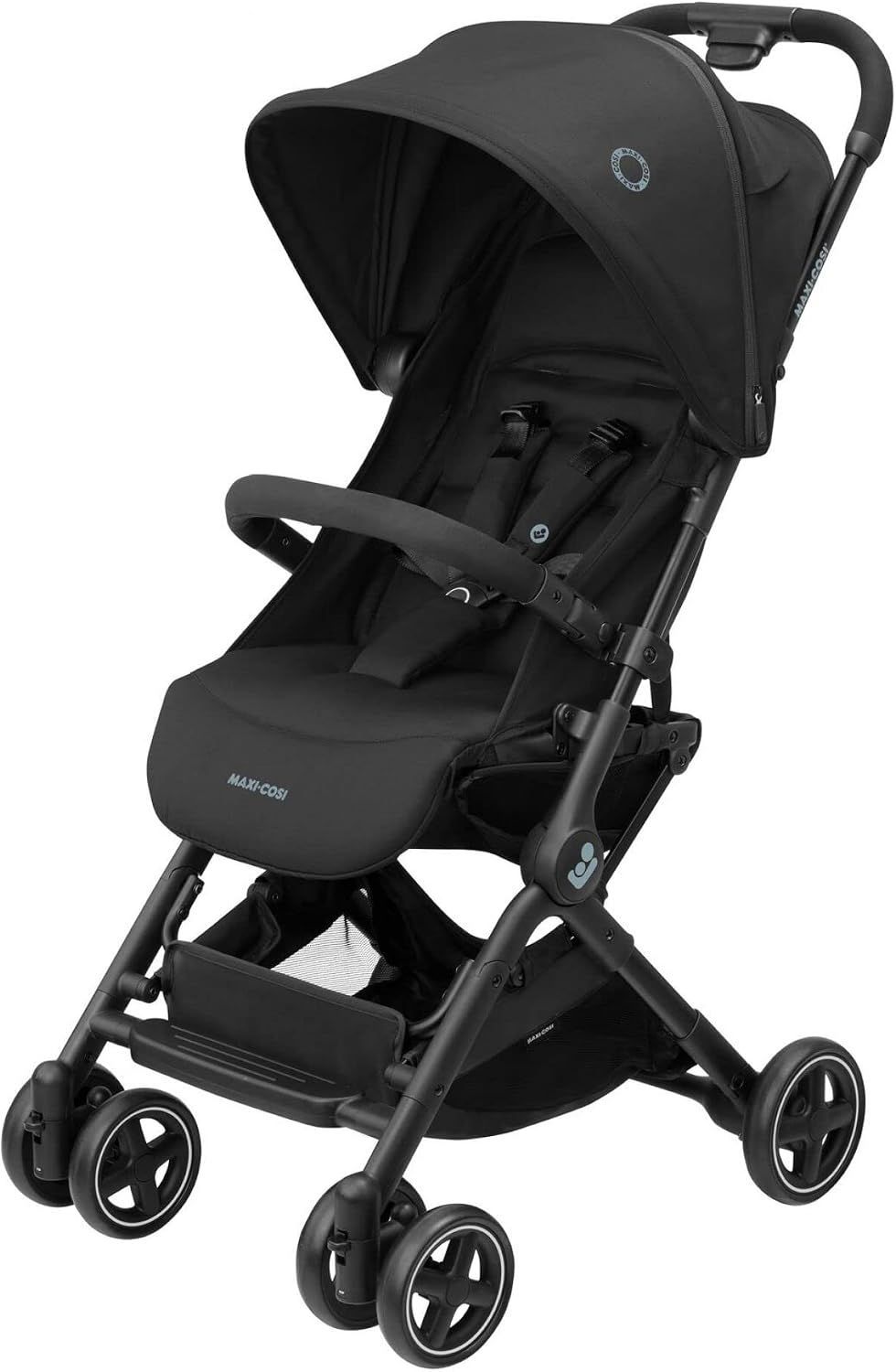 Maxi-Cosi Lara2 Ultra-Compact Lightweight Stroller, 6.4kg, Automatic One-Hand Fold, 3 Reclining Positions, Flat Recline, Adjustable Shoulder Strap, Newborn to 4 Years | Essential Black