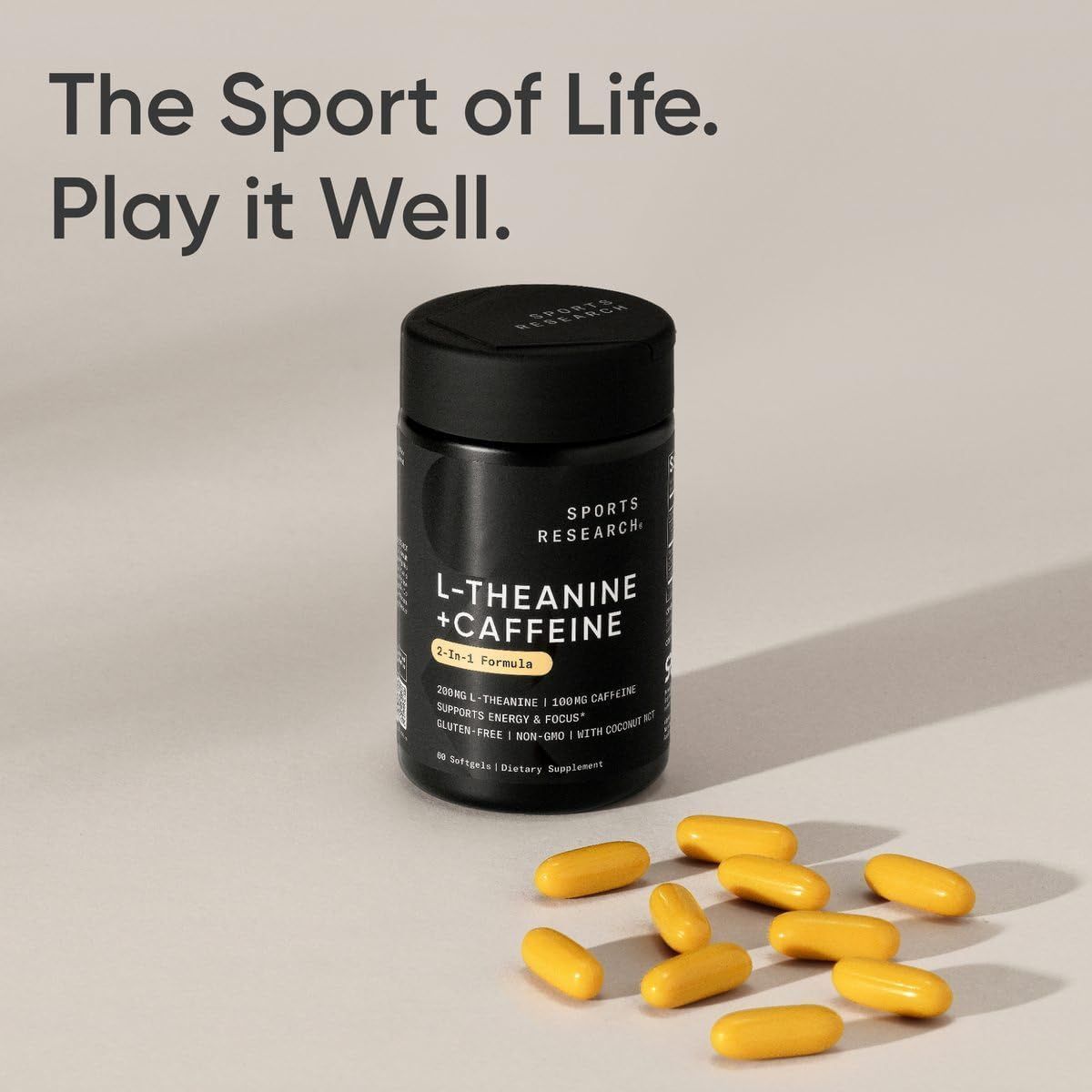 Sports Research L-Theanine & Caffeine: Focused Energy Boost - 60 Softgels