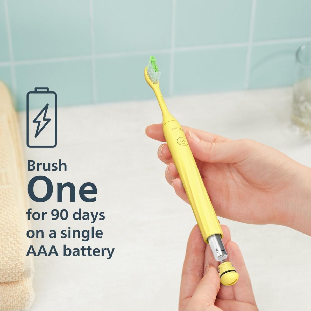 Philips One by Sonicare Battery Toothbrush HY1100/02, Mango Yellow - 2 Piece Set with Travel Case