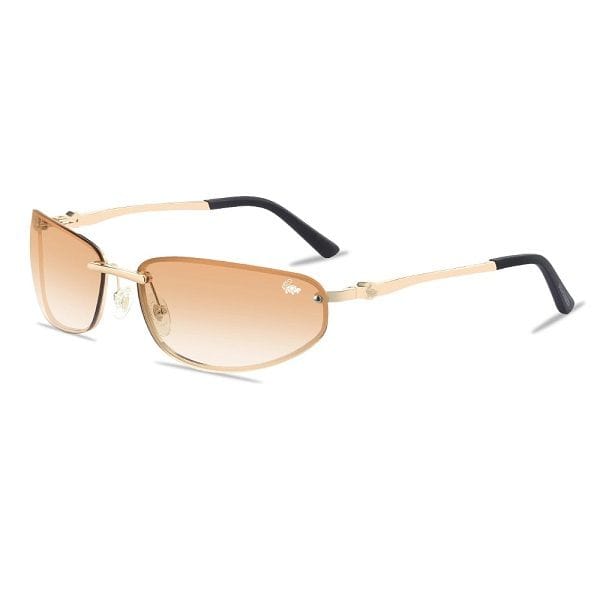 نظارات شمسية بدون إطار من Belvoir & Co Racer Tea Gold، للجنسين، عدسات حماية من الأشعة فوق البنفسجية UVA/UVB، إطار من الفولاذ المقاوم للصدأ، وسادات أنف سيليكون قابلة للتعديل
