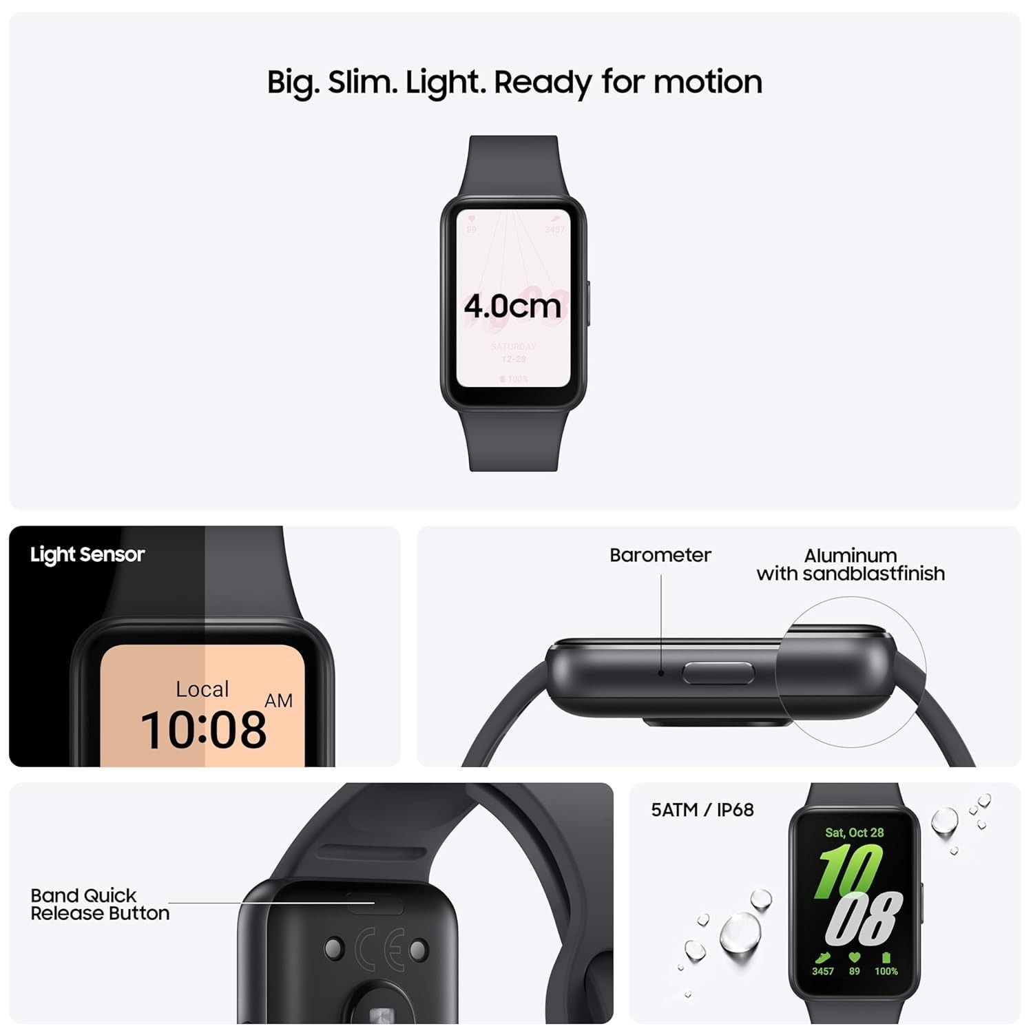 Samsung Galaxy Fit3 SM-R390N, 1.6" AMOLED Display, 100+ Sport Modes, 13-Day Battery | Gray 