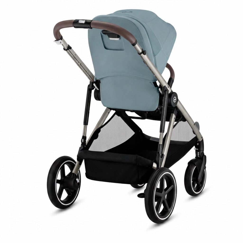 Cybex Gazelle S Convertible Double Stroller, Stormy Blue Fabric, Taupe Frame - Over 20 Configurations, Adapts from One Child to Two, Stylish and Practical Design