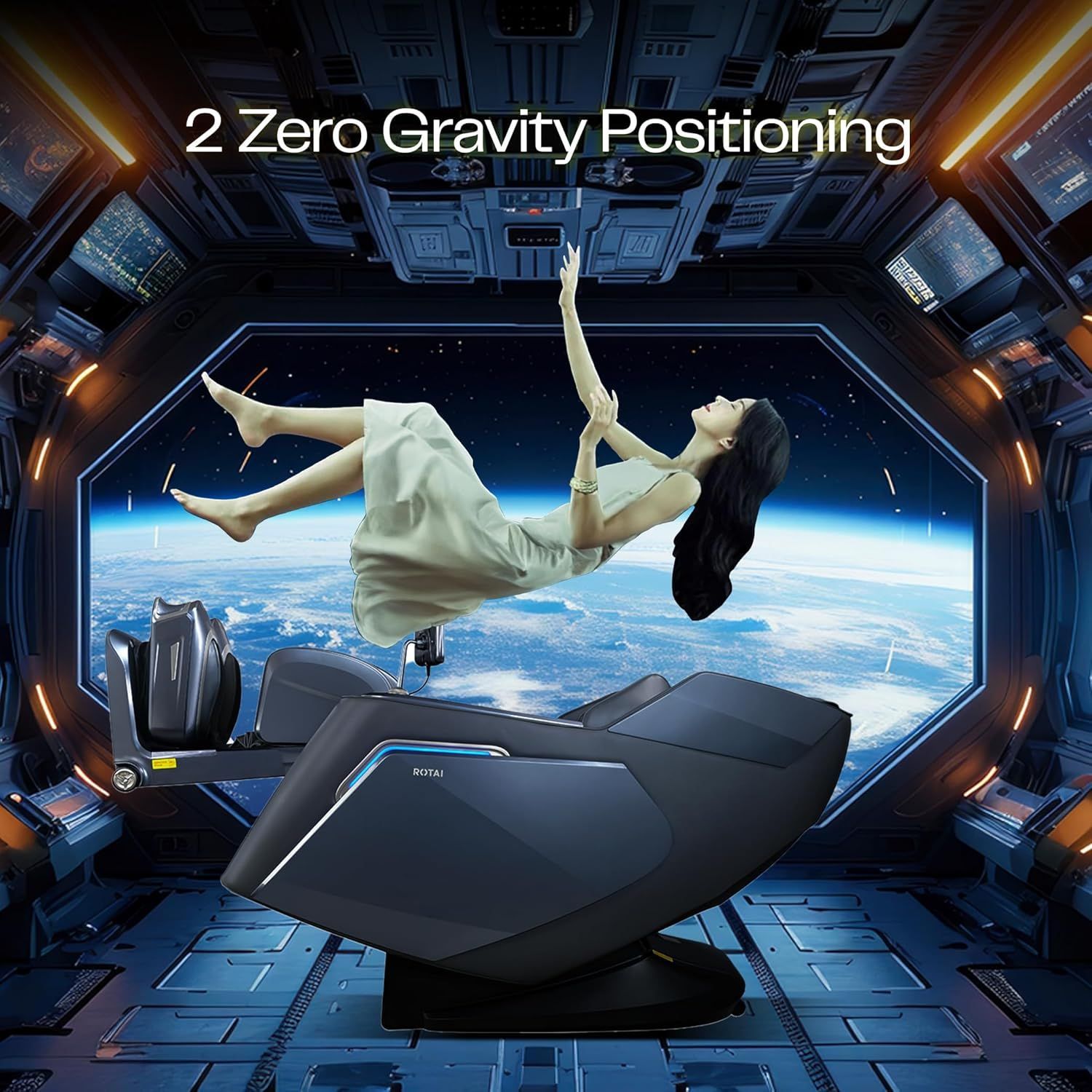 ROTAI Vanquish Massage Chair, AI Smart Full Body Massage, Dual Zero Gravity Recline, 26 Airbags, Heat Therapy, 360° Foot & Leg Rollers & Wireless Charging | Grey - A70 Pro