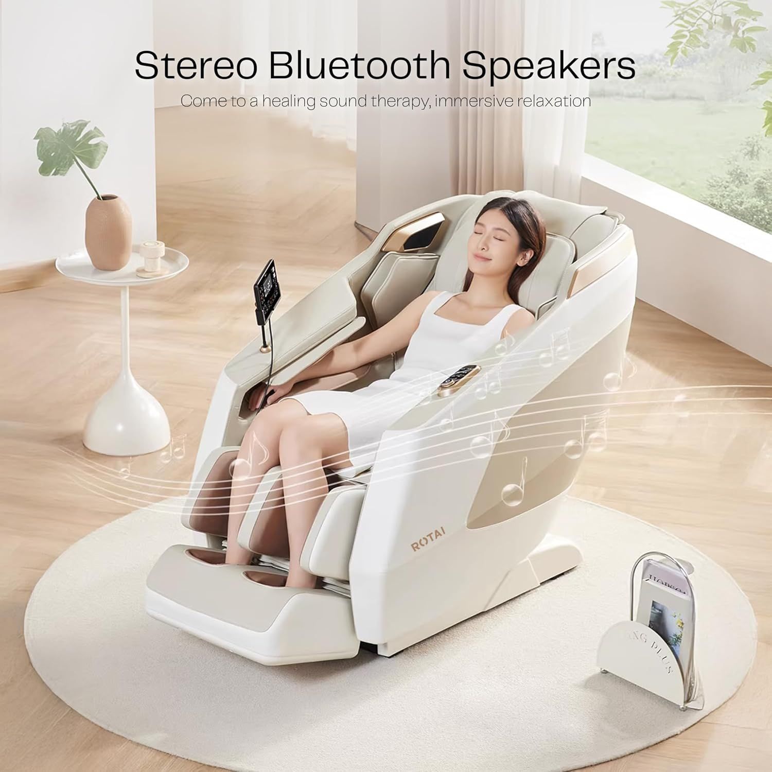 ROTAI Massage Chair, 8D SL Track Rollers, 22 Auto Massage Modes, Zero Gravity Recline, Heat Therapy, Air Compression & Bluetooth Audio | Black - M525 Pro