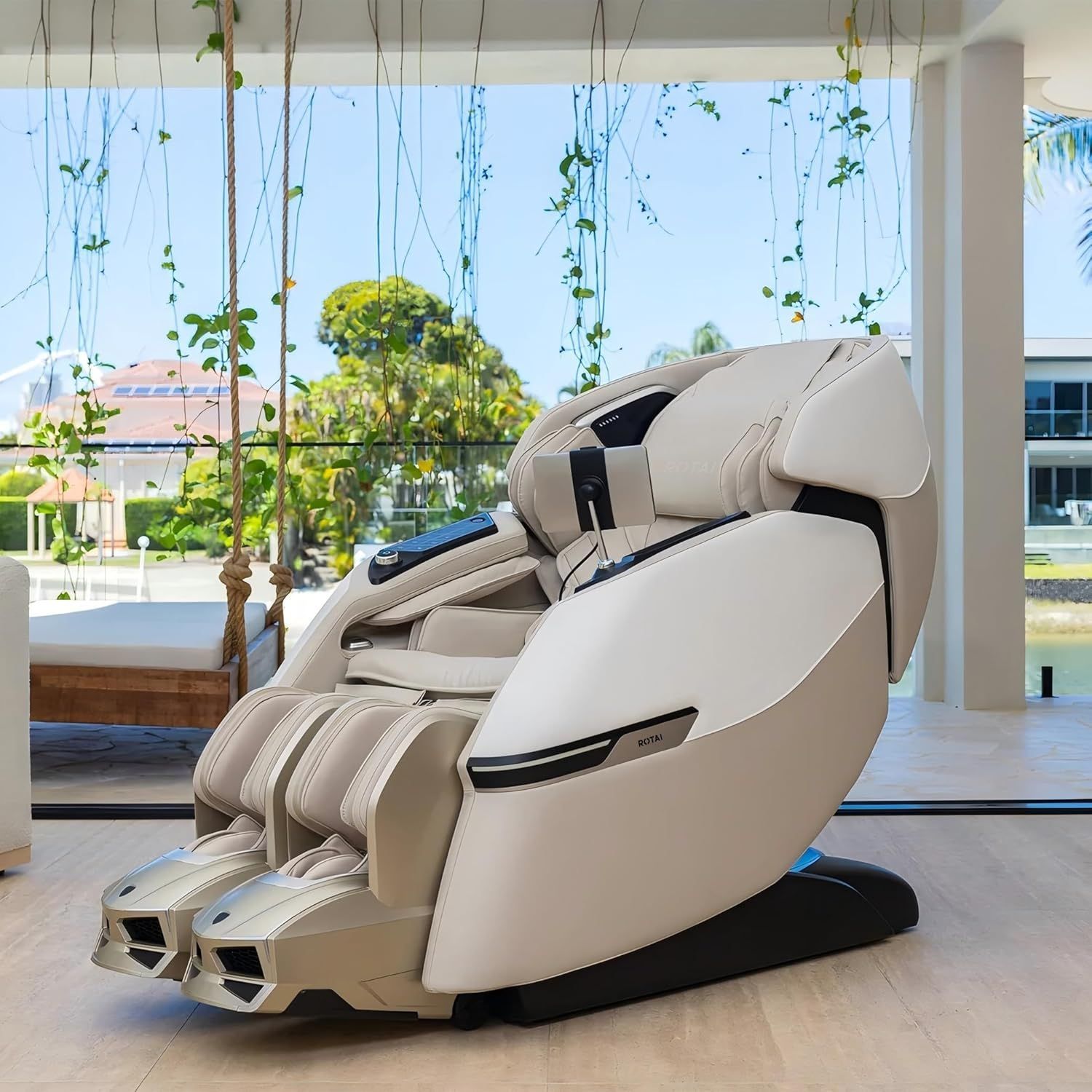 ROTAI Advanced AI Robotic Massage Chair, 4D Dual-Core Full Body Massage, AI Health Scan, Zero Gravity Recline, Triple Foot Reflexology & 22 Auto Programs | Beige - RT8902CG