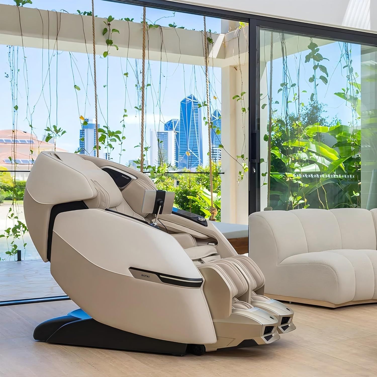 ROTAI Advanced AI Robotic Massage Chair, 4D Dual-Core Full Body Massage, AI Health Scan, Zero Gravity Recline, Triple Foot Reflexology & 22 Auto Programs | Beige - RT8902CG