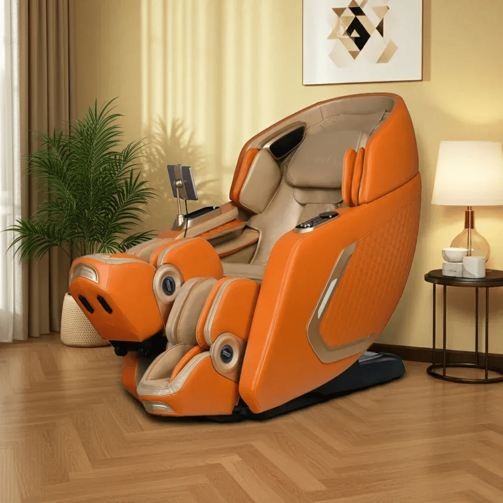 ROTAI 8D SL-Track Massage Chair, Dual-Core 4D Rollers, Cycling & Yoga Stretch, 38 Airbags, Zero Gravity Recline, AI Voice, Bluetooth & Heat Therapy | Hermes Orange - A70 Max
