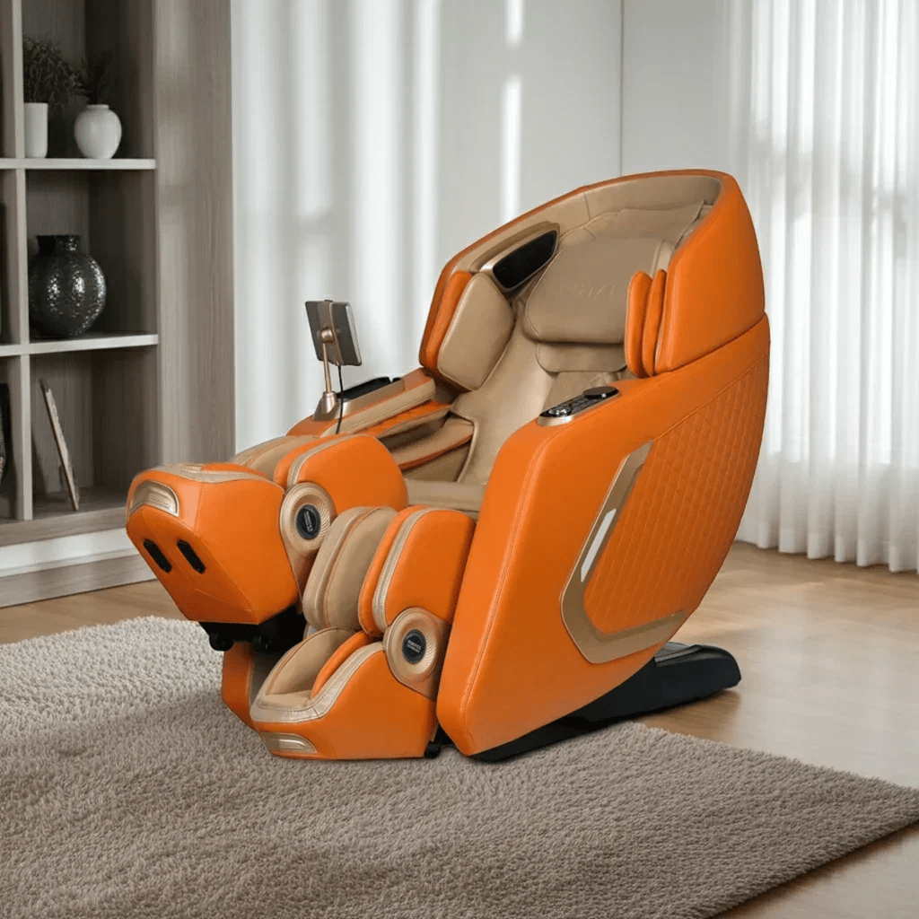 ROTAI 8D SL-Track Massage Chair, Dual-Core 4D Rollers, Cycling & Yoga Stretch, 38 Airbags, Zero Gravity Recline, AI Voice, Bluetooth & Heat Therapy | Hermes Orange - A70 Max