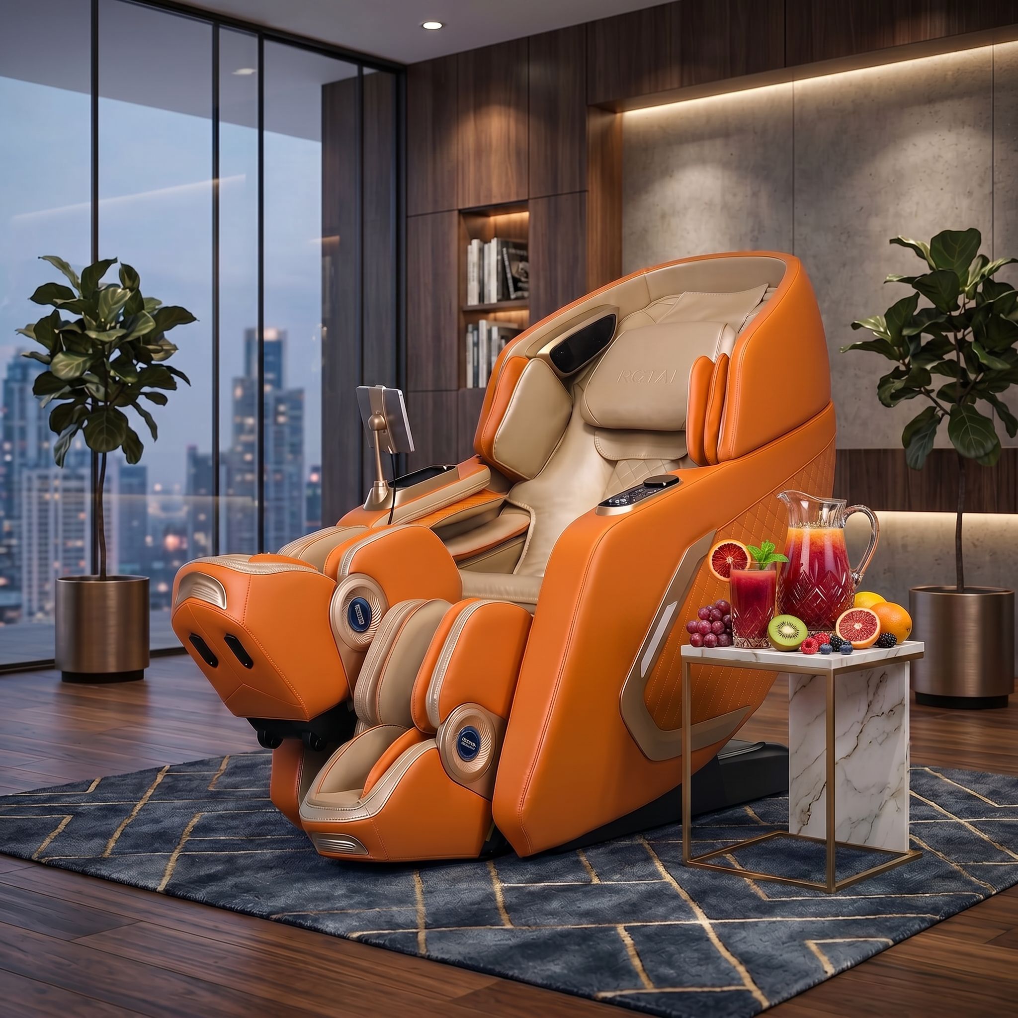 ROTAI 8D SL-Track Massage Chair, Dual-Core 4D Rollers, Cycling & Yoga Stretch, 38 Airbags, Zero Gravity Recline, AI Voice, Bluetooth & Heat Therapy | Hermes Orange - A70 Max
