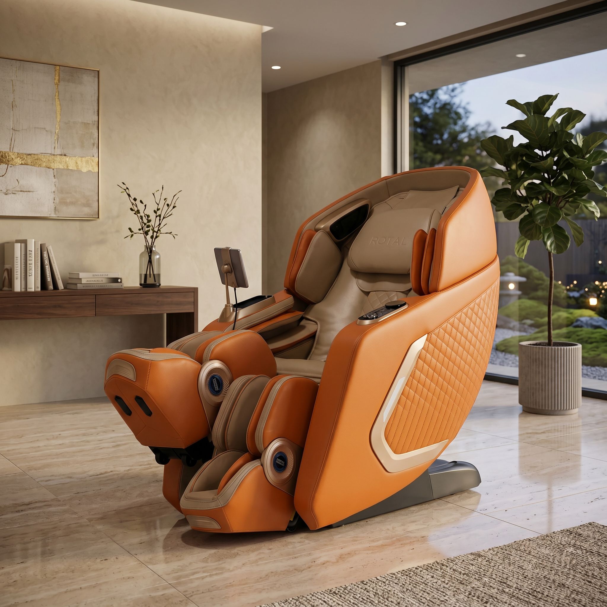 ROTAI 8D SL-Track Massage Chair, Dual-Core 4D Rollers, Cycling & Yoga Stretch, 38 Airbags, Zero Gravity Recline, AI Voice, Bluetooth & Heat Therapy | Hermes Orange - A70 Max