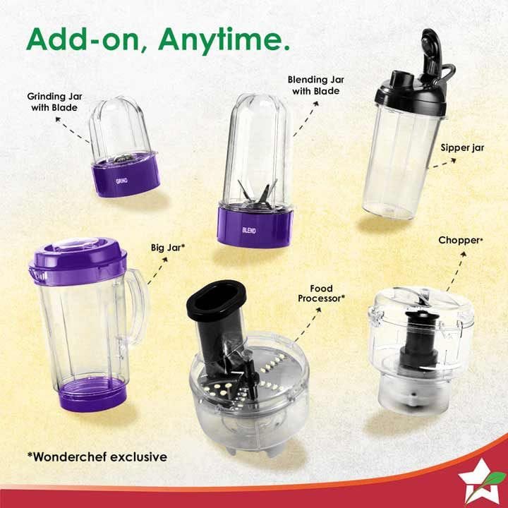 Wonderchef NutriBlend 3-Jar Personal Blender 500W – Purple | 63152295