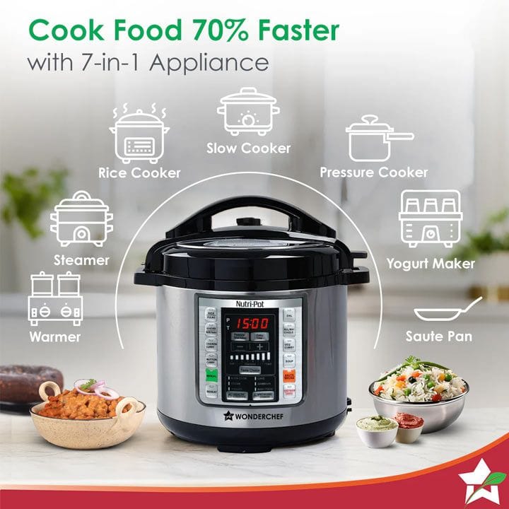 Wonderchef Nutripot Multi Cooker 6L - Silver & Black | 63152847
