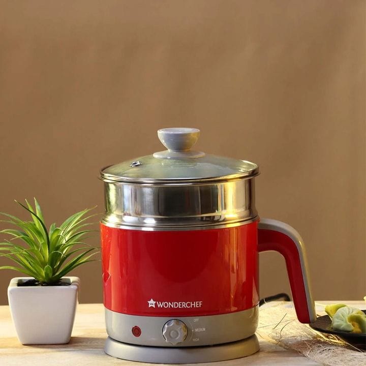 وندرشيف غلاية كهربائية متعددة الطهي 1.2 لتر 1000 واط – أحمر | 63153696