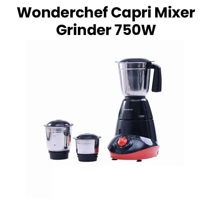 Wonderchef Capri Mixer Grinder 3-Jar 750W – Red/Black | 63154711