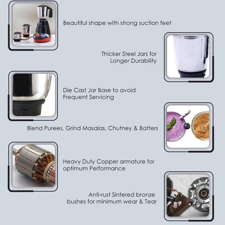 وندرشيف كابري خلاط وطاحونة بثلاثة أوعية 750 واط – أحمر/أسود | 63154711