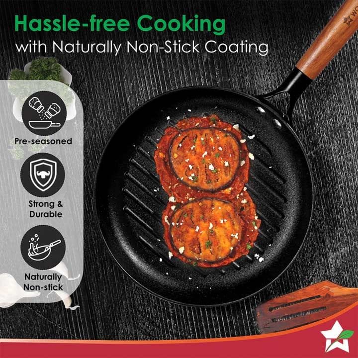 Wonderchef 24 cm Cast Iron Grill Pan - Black | 63154908