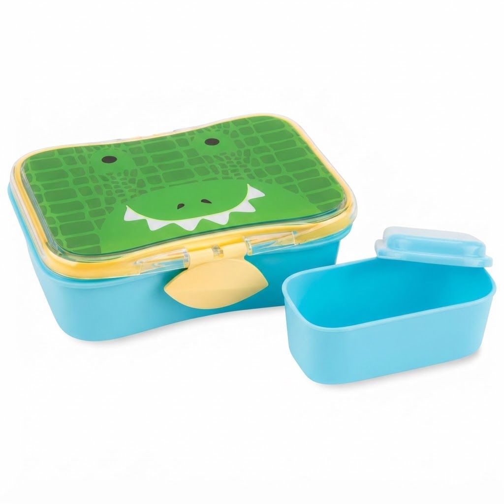 Skip Hop Zoo Crocodile Lunch Kit 3+ Years, 700mL Capacity, Easy-open Clips In Fun Shapes, Leakproof Design, Dishwasher Safe - Multicolour