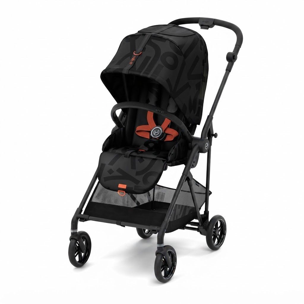 Cybex Gold Melio Street Lightweight Travel Stroller, Premium Comfort and Versatility, Innovative One-Pull Harness, Effortless Security, Birth to 3 Years | Black