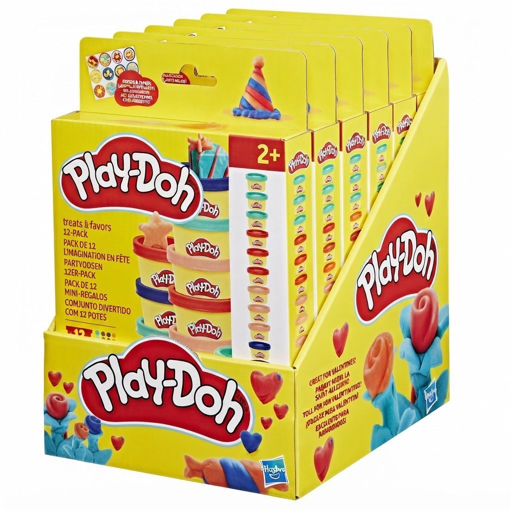 Play-Doh 12 Pack Treats & Favors, Mini 1 oz Modeling Compound Cans with Stickers, Party Goodie Bag  2 Years and Up