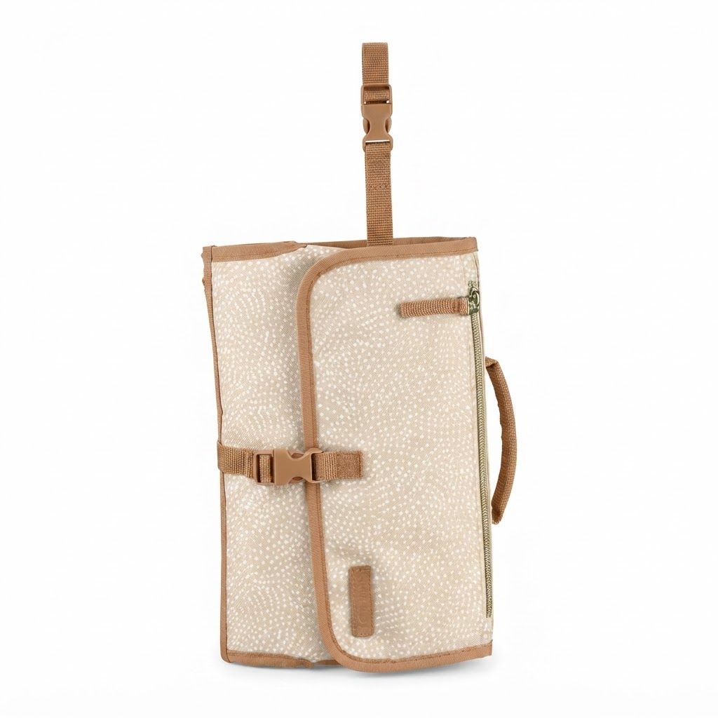 Skip Hop Pronto Signature Changing Station, Super Easy To Unfold With One Hand, Integrated Translucent Wipes Case - Beige Swirl Dot