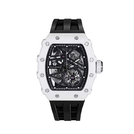 Tsar Bomba Luxury Automatic Watch, Ceramic Case & Bezel, Self-Winding Mechanical Watch, Rubber Strap, Premium Men Wristwatch