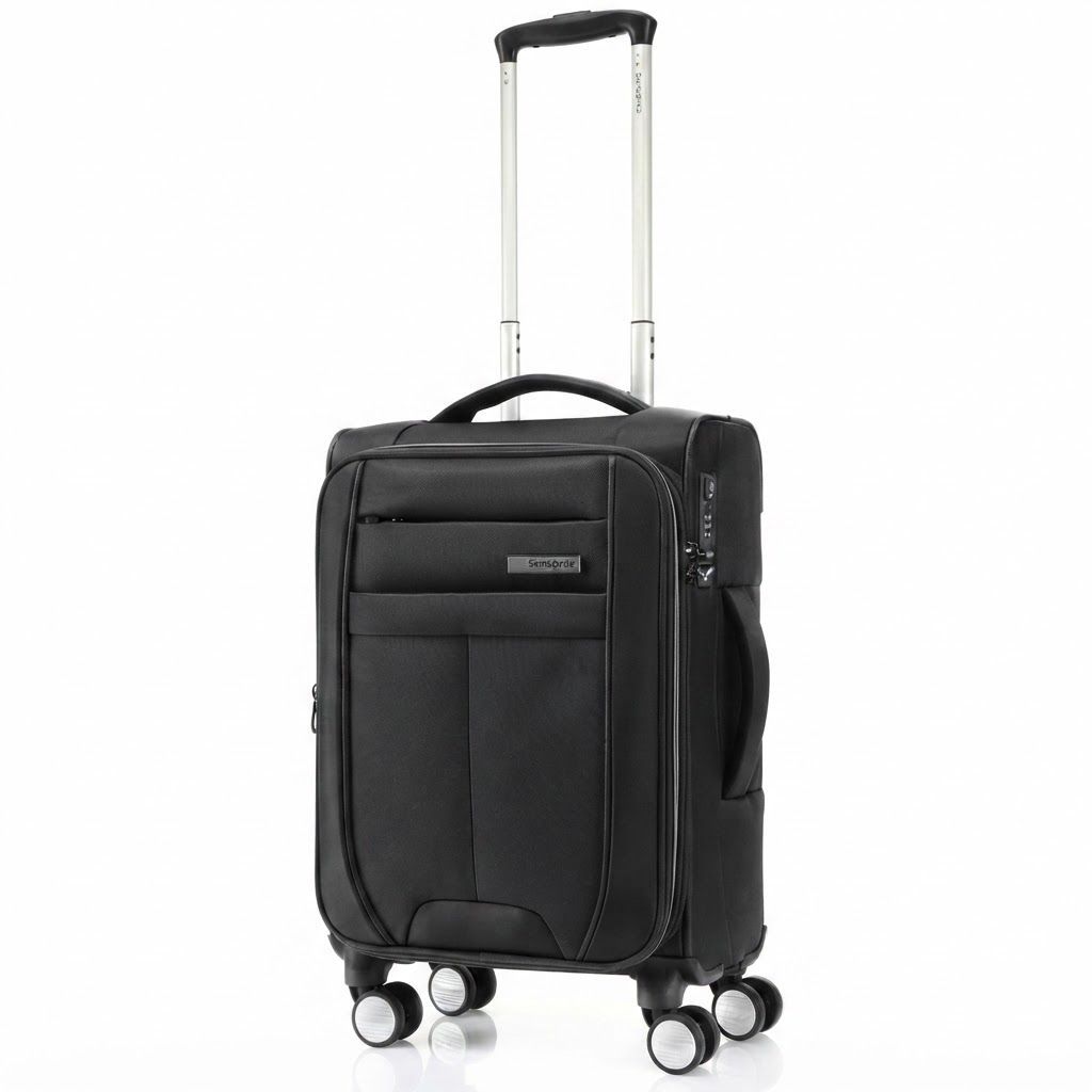 Samsonite Synch 57cm Cabin Spinner Suitcase, Expandable Carry-On with TSA Lock, Front Access, 100% Polyester | Black