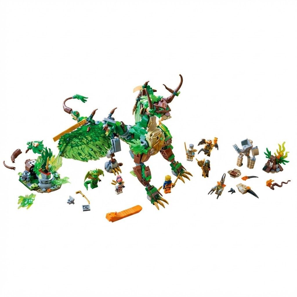 LEGO NINJAGO The Dragon of Life Green Dragon Building Set with 8 Minifigures and Villain 8+ years