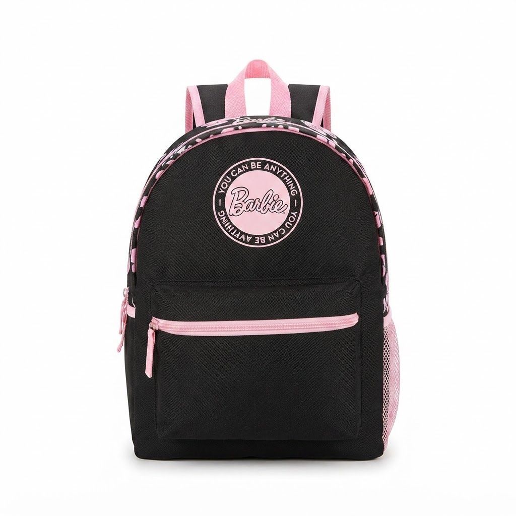 Barbie Backpack for Girls - Official Pink Rainbow School Bag, Trendy Glittery Rucksack for Kids