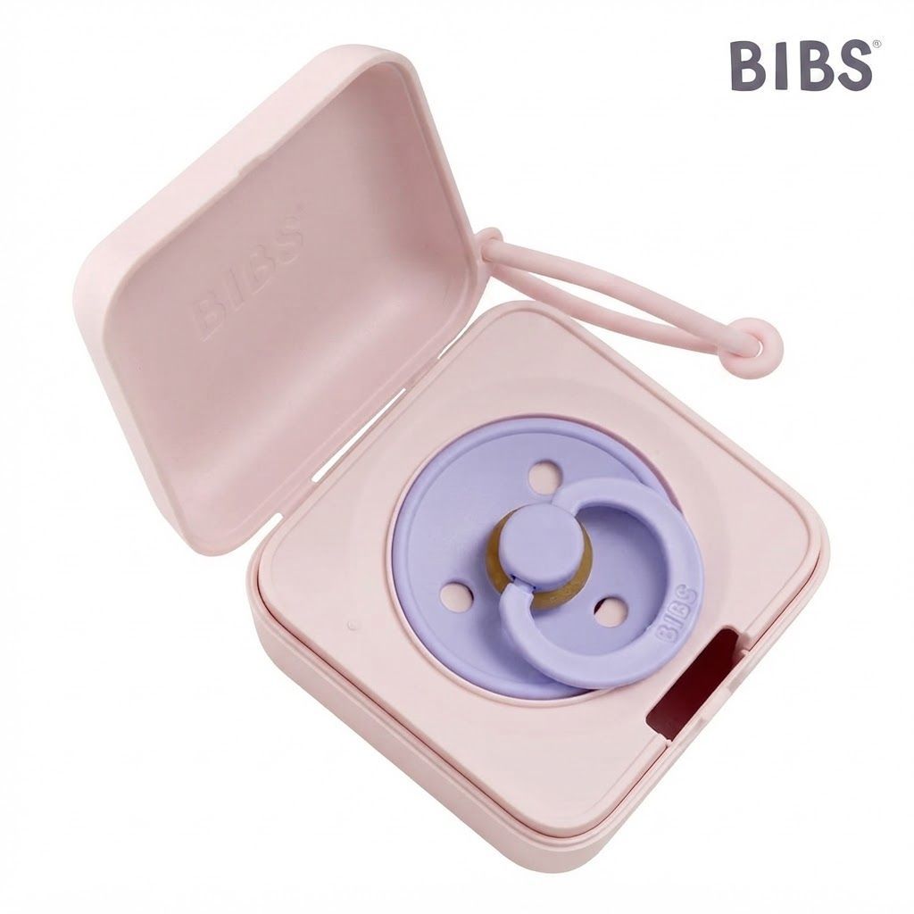 BIBS Pacifier Box 0+ Months, Multi-Functional Pacifier Storage, Holds Up to Three BIBS Pacifiers, Lightweight And Portable Design - Blush