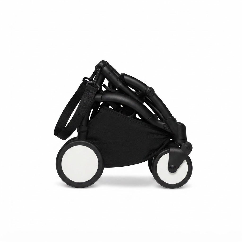 Stokke YOYO3 Newborn Stroller Pack & White Frame, Olive - Travel-Friendly Compact Pram for Infants, Premium System that Lets Your Newborn Lie Flat in a Secure, Cozy Nest