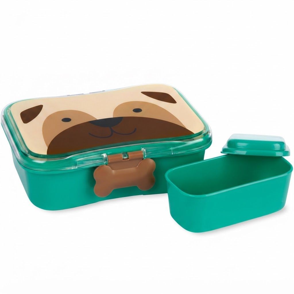 Skip Hop Zoo Pug Lunch Kit 3+ Years, 700mL Capacity, Easy-open Clips In Fun Shapes, Leakproof Design, Dishwasher Safe - Multicolour