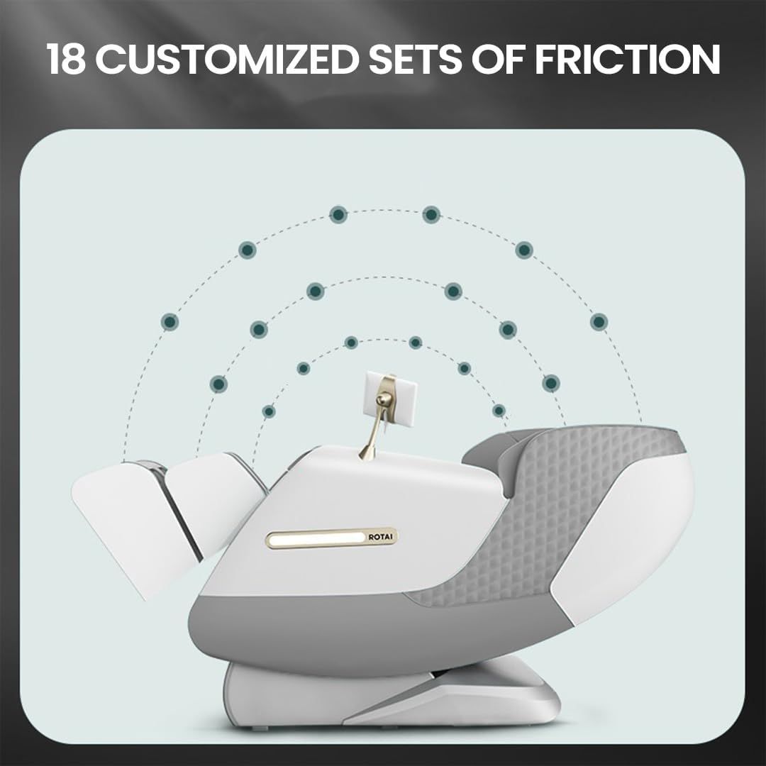 ROTAI Royal Omega 4D Massage Chair, Full Body Shiatsu Massage, Zero Gravity SL Track Recliner, Airbag Compression, Percussion Massage & AI Voice Control | Grey - A50