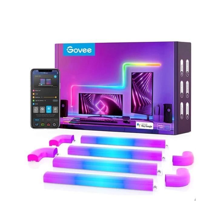 Govee Glide Wall Light 8+4 Modular RGBIC Smart Wall Lighting – App Control, Scene Modes, Smart Gaming Room Lighting | Black – H6062