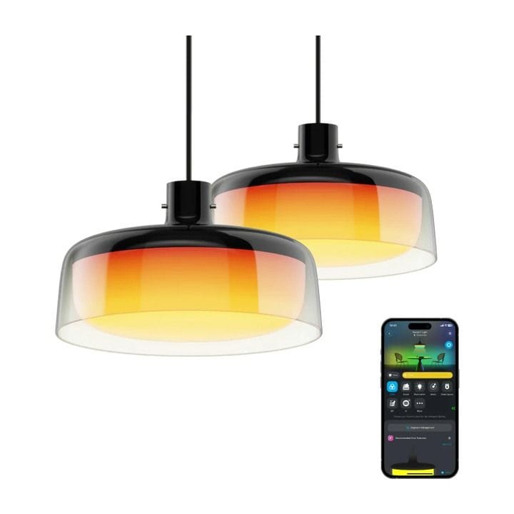 Govee RGBICWW Smart Pendant Light – Adjustable Brightness, Color Temperature Control, App & Voice Assistant Control | Black – H60C1