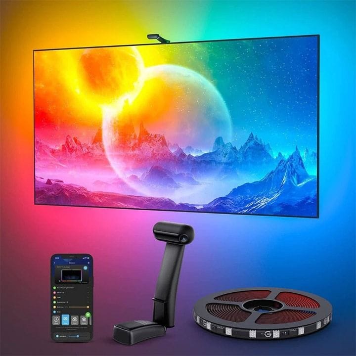 Govee Envisual TV Backlight T2 Smart LED Kit – Dual Cameras Color Sync, Immersive TV Lighting for 55-65 Inch TVs | Black – H605C