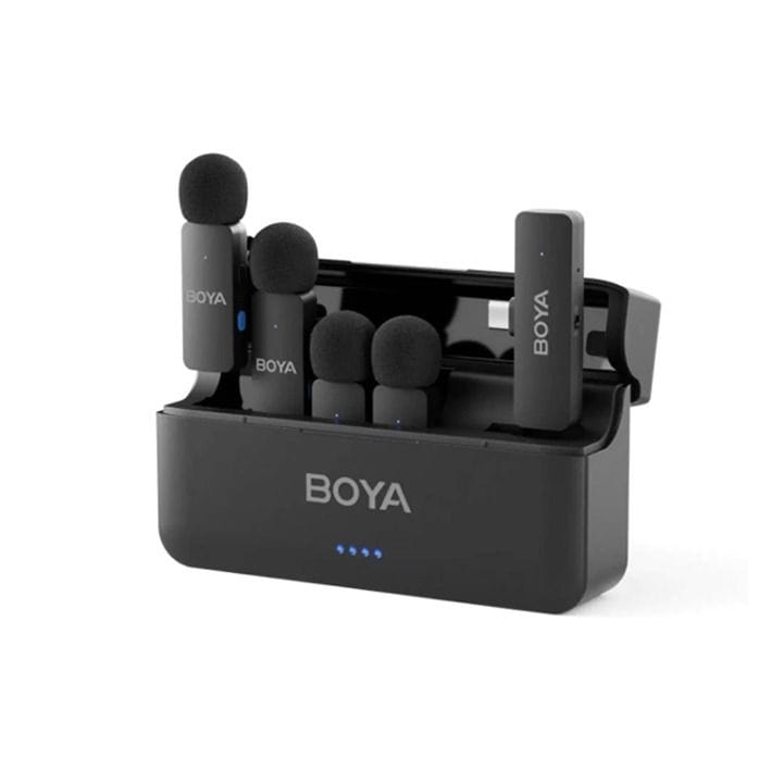 BOYA BY-V4U Mini Wireless Microphone – 2.4GHz Digital Wireless System, Dual-Channel Receiver, USB-C Device Compatible | Black – BY-V4U