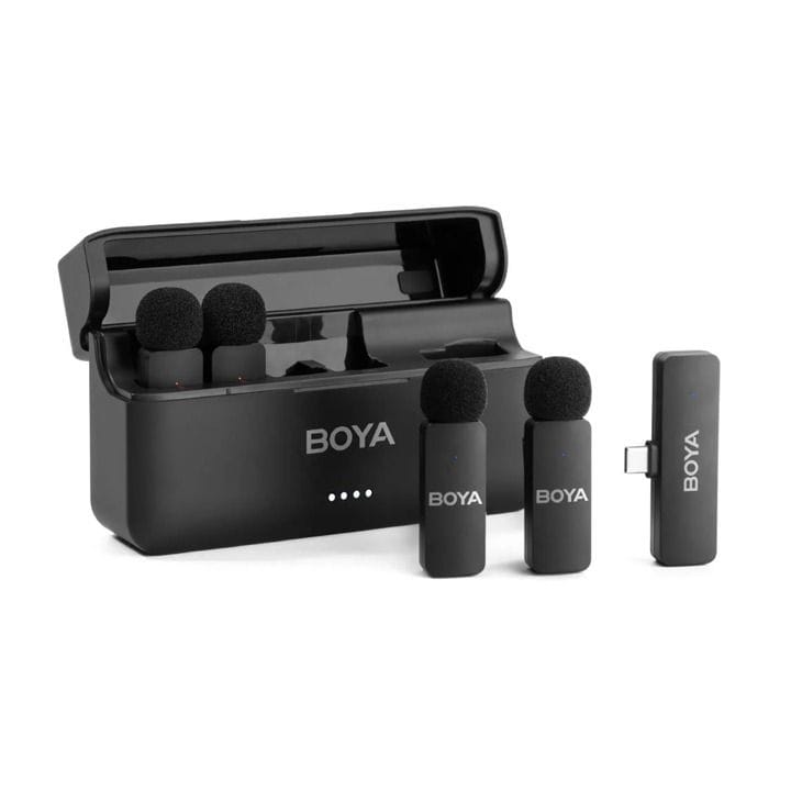 BOYA BY-V4U Mini Wireless Microphone – 2.4GHz Digital Wireless System, Dual-Channel Receiver, USB-C Device Compatible | Black – BY-V4U