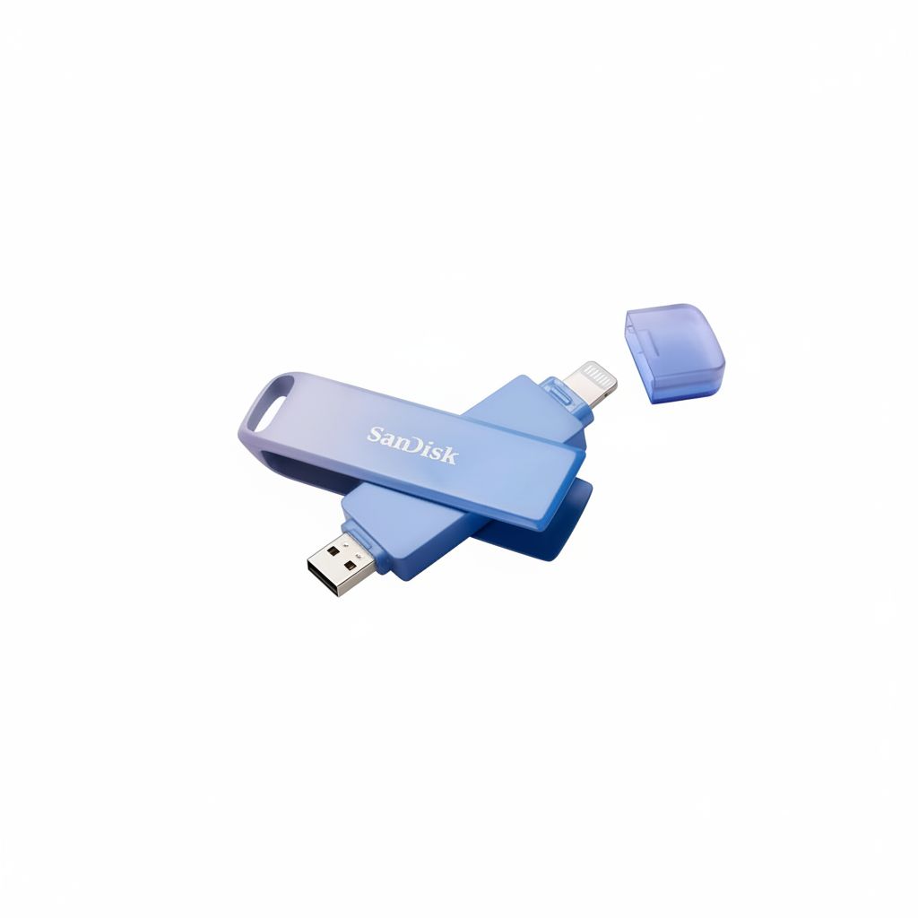 سانديسك كرييتور فون درايف سعة 256 جيجابايت مع موصلي USB Type-C ولايتنينغ، أزرق
