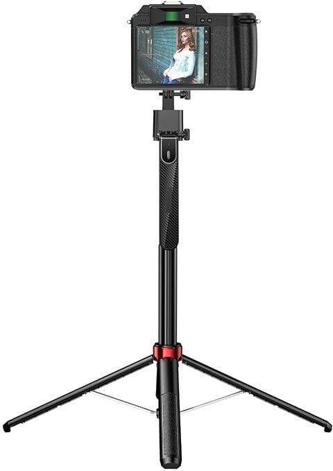 HOCO DYY04 Star Smart Face Tracking Gimbal Selfie Stick, 1.8m Extendable, AI Auto Tracking, Bluetooth Remote, Tripod - Black