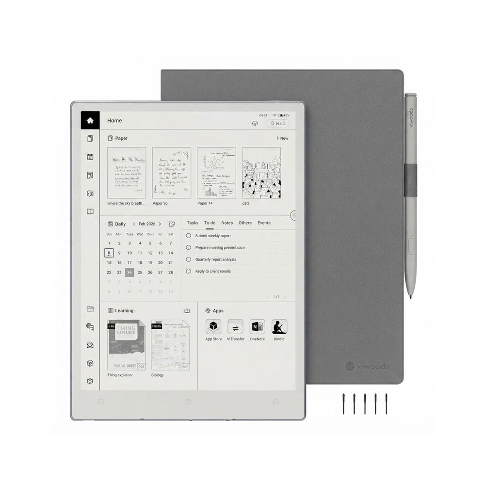 VIWOODS AiPaper Upgraded Bundle 10.65" Carta 1300 E Ink Tablet, 300PPI, 128GB, Stylus Pro & 5 Nibs, Ultra-Thin 4.5mm