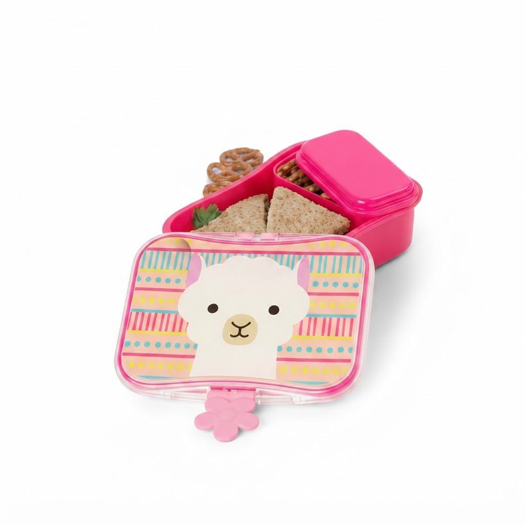 Skip Hop Zoo Llama Lunch Kit 3+ Years, 700mL Capacity, Easy-open Clips In Fun Shapes, Leakproof Design, Dishwasher Safe - Multicolour
