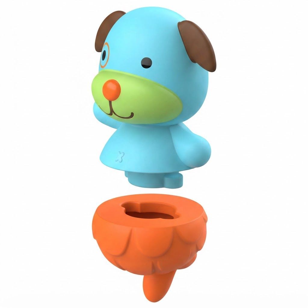مجموعة ألعاب الزعانف القابلة للتبديل Skip Hop Zoo بتصميم القرد والكلب +9 أشهر، سهلة الإمساك للأيدي الصغيرة، تنفصل باللف لسهولة التنظيف - متعدد الألوان