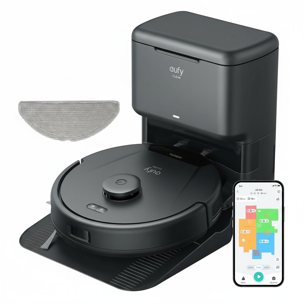 eufy L60 Hybrid Robot Vacuum & Mop, Smart Self-Empty Station, Anti-Tangle Technology, Powerful Suction, App Control