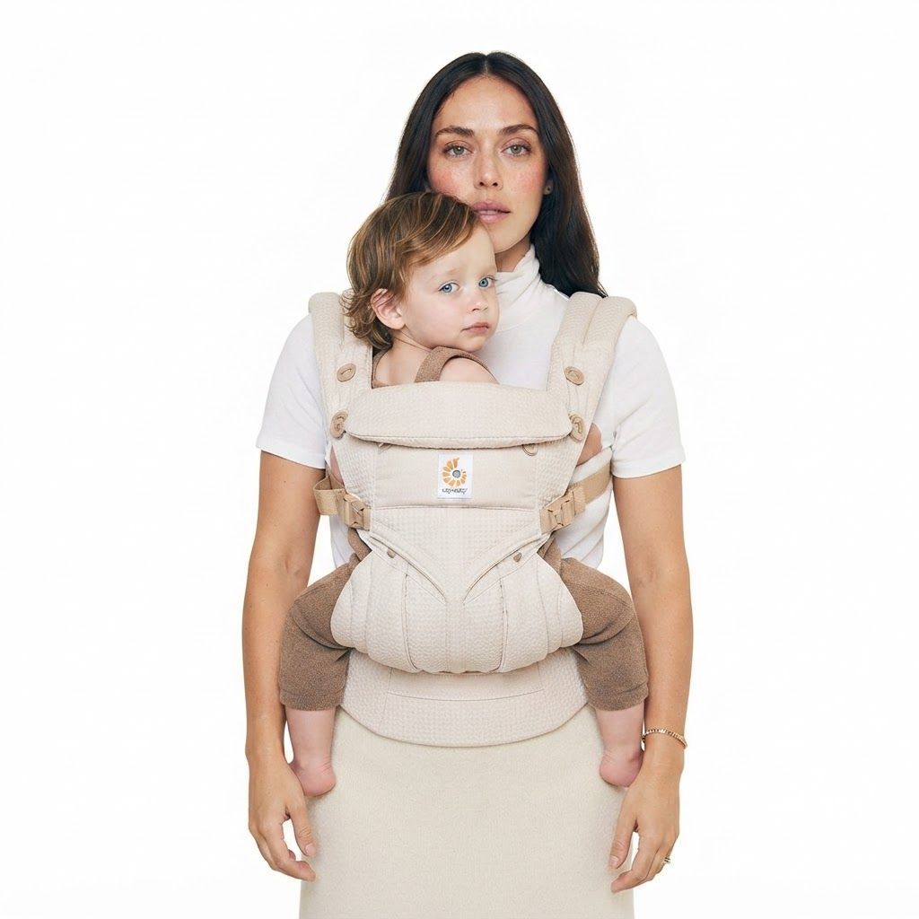 Ergobaby Baby Carrier Hip Seat 4-48 Months, Padded Adjustable Straps, Large Storage Pocket, Anti Slip Material - Natural Beige