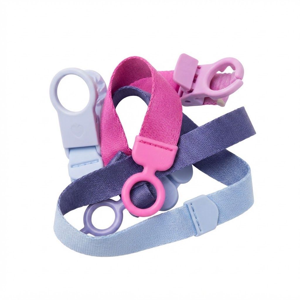 مشبك لهاية بحلقة BIBS لعمر +0 أشهر، فتحة أمان كبيرة جداً، تصميم تثبيت بيد واحدة، استخدام طويل الأمد وراحة بال - بترولي