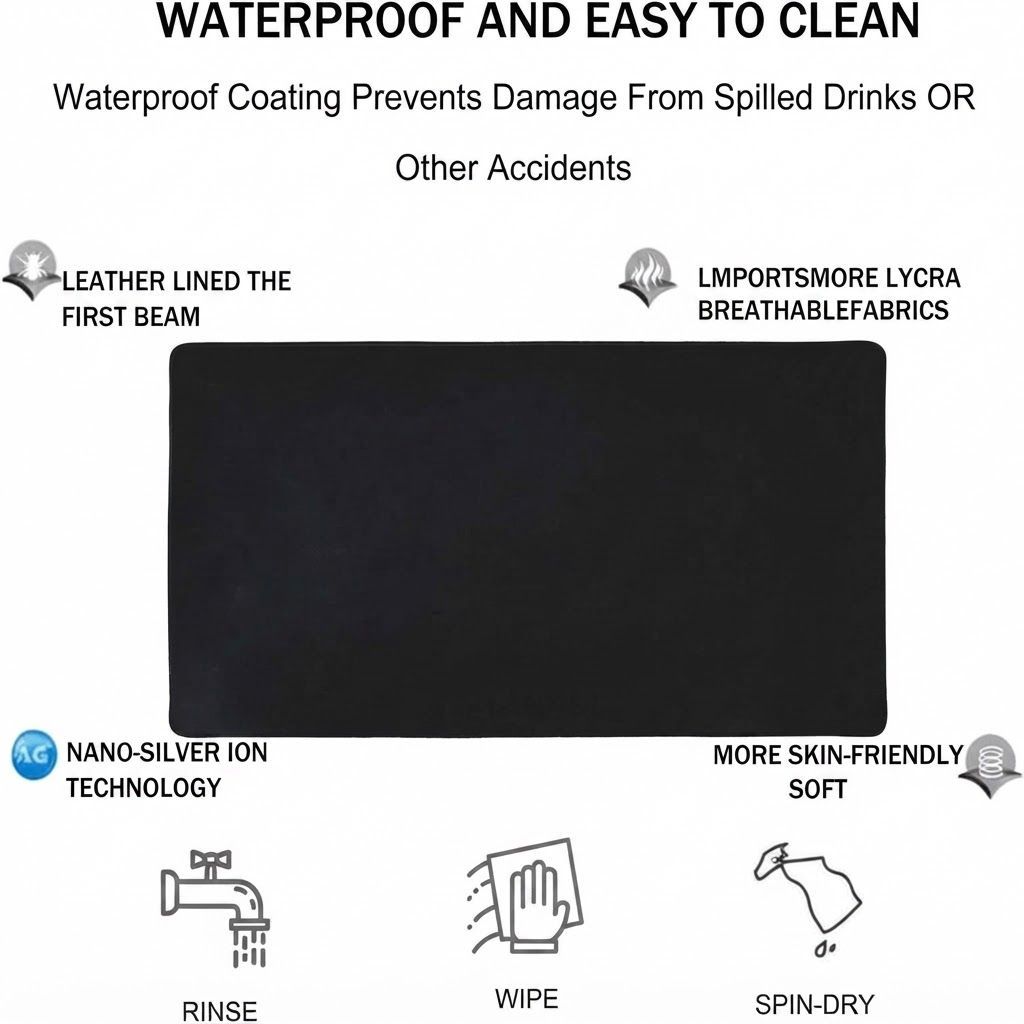 TEDNETGO XXL Extra Large Gaming Mouse Pad, Waterproof Non-Slip Desk Mat with Stitched Edges | Black